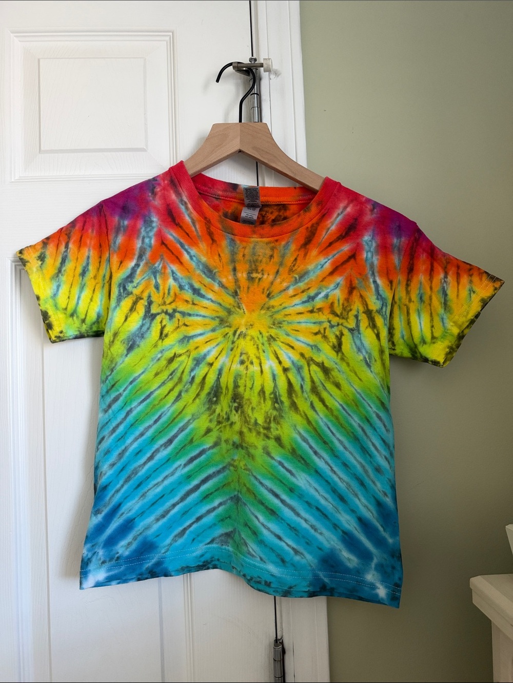 Gildan Ultra Cotton Custom Tie Dye Baby Cropped Tee Size XS